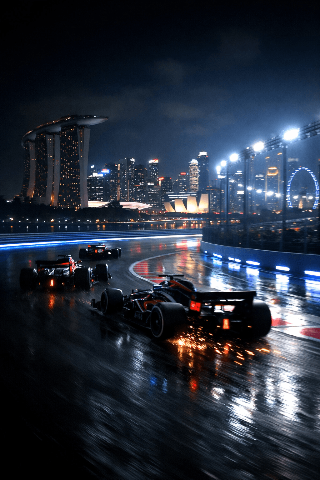 Singapore Grand Prix night race skyline and circuit